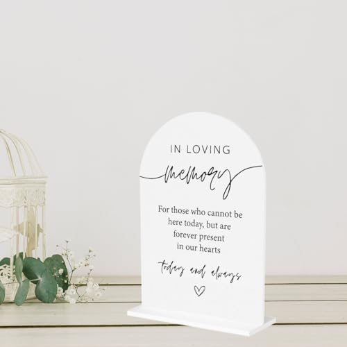 In Loving Memory Acrylic Sign, Loved Ones In Heaven Wedding Memorial Table Sign for Ceremony Modern Calligraphy, alternate