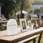 In Loving Memory Acrylic Wedding Sign - 5"x7" Arched Clear Table Sign with Base, Modern Calligraphy Memorial, alternate view