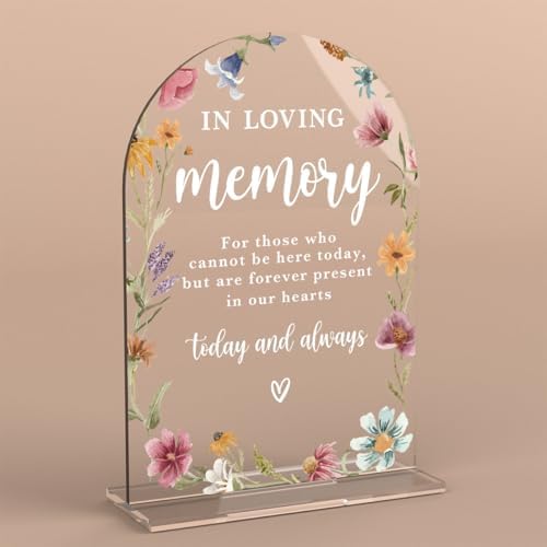 In Loving Memory Acrylic Wedding Sign Memory Table Sign Modern Calligraphy Arch Acrylic Table Top Signs for
