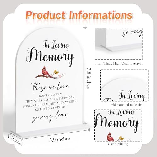 In Loving Memory Sign, White Arch Acrylic Wedding Sign, Memory Table for Ceremony and Reception Decor, Reception, alternate