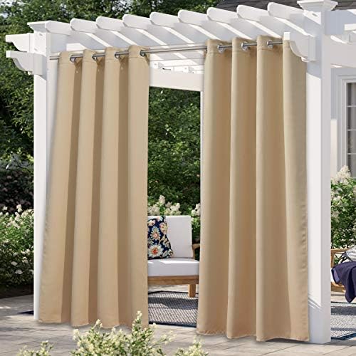 Indoor & Outdoor Curtains for Patio Waterproof, Sunlight Blocking Durable Curtains for
