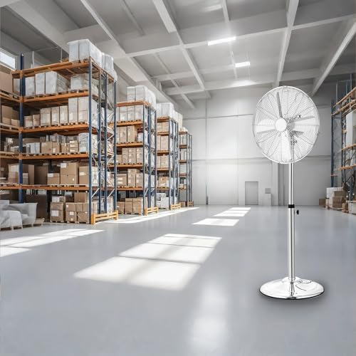 Industrial Pedestal Fan, 16 Inch 75-Degree Oscillating Fan, Height Adjustable Standing Fans with 3 Adjustable, alternate view