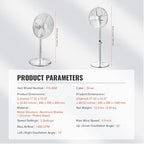 Industrial Pedestal Fan, 16 Inch 75-Degree Oscillating Fan, Height Adjustable Standing Fans with 3 Adjustable, alternate view