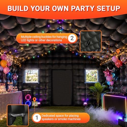 Inflatable Nightclub 16.5x13x11FT, Large Party Tent with 2 Doors & Logo Area, Ideal for Birthdays, Backyard, alternate view 3