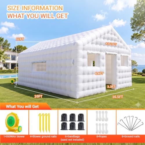 Inflatable Nightclub 20x16.5x12 FT, Large Party Tent with 2 Doors & Logo Area, Ideal for Birthdays, Backyard, alternate view