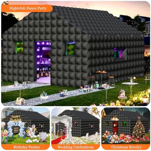 Inflatable Nightclub 20x16.8x12 Ft, Large Black Inflatable Club Tent with 2 Doors and Logo Area, Inflatable, alternate view 3