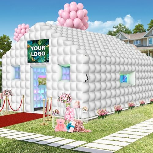 Inflatable Nightclub 20x16.8x12 Ft, Large White Inflatable Party Club Tent for Adults Birthday Backyard Wedding