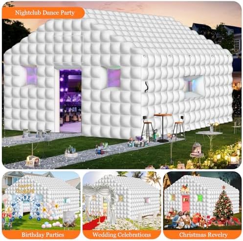 Inflatable Nightclub 20x16.8x12 Ft, Large White Inflatable Party Club Tent for Adults Birthday Backyard Wedding, alternate