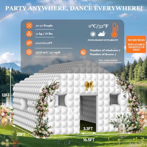 Inflatable Nightclub 20x16.8x12 Ft, Large White Inflatable Party Club Tent for Adults Birthday Backyard Wedding, alternate