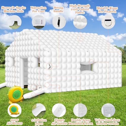Inflatable Nightclub 20x16.8x12 Ft, Large White Inflatable Party Club Tent for Adults Birthday Backyard Wedding, alternate