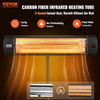 Infrared Heater, 1500W Remote Control Electric Space Heater, LED Screen Patio Heater w/ 3 Speeds & Timer, alternate view 4