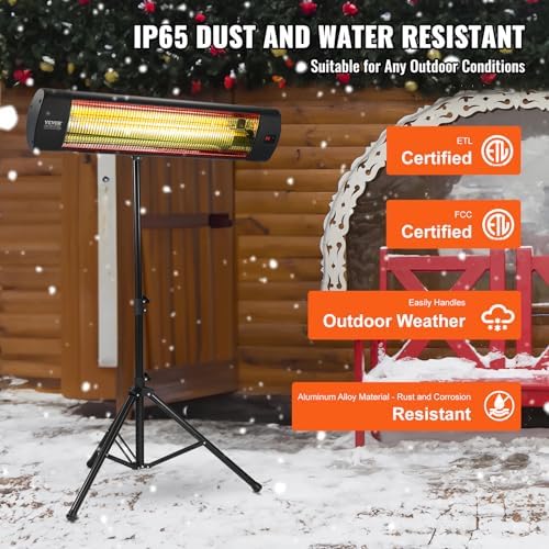 Infrared Heater, 1500W Remote Control Electric Space Heater, LED Screen Patio Heater w/ 3 Speeds & Timer, alternate view 6