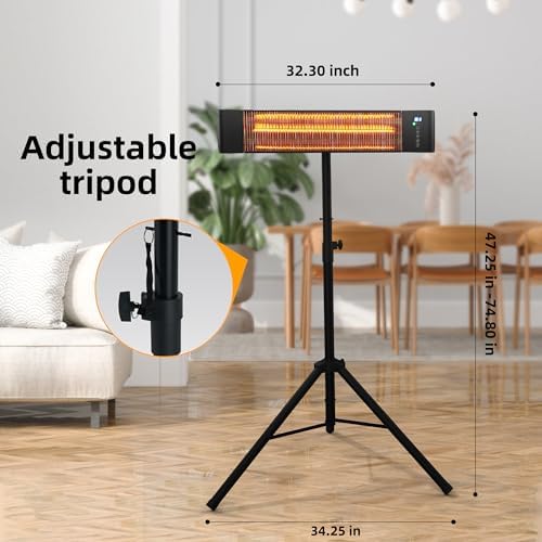 Infrared Heater for Outdoor Use 1500W Patio Heater with Tripod Stand, alternate view 2