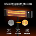 Infrared Heater for Outdoor Use 1500W Patio Heater with Tripod Stand, alternate view 3