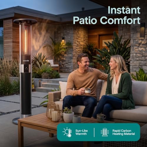 Infrared Patio Heater, 1500W Electric with Remote Control, IP24 Approved, Anodized Aluminum Alloy Frame, alternate view 2
