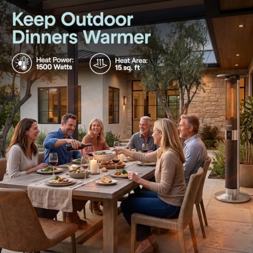 Infrared Patio Heater, 1500W Electric with Remote Control, IP24 Approved, Anodized Aluminum Alloy Frame, alternate view 6