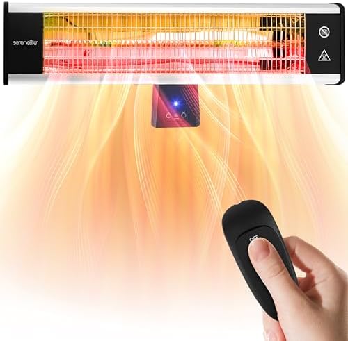 Infrared Patio Heater, Wall-Mounted Electric Heater with Remote Control, 1500W, IP65 Approved, Odorless, alternate view 2