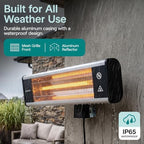 Infrared Patio Heater, Wall-Mounted Electric Heater with Remote Control, 1500W, IP65 Approved, Odorless, alternate view 4