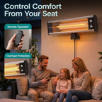 Infrared Patio Heater, Wall-Mounted Electric Heater with Remote Control, 1500W, IP65 Approved, Odorless, alternate view 5