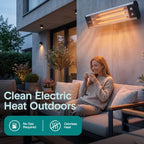 Infrared Patio Heater, Wall-Mounted Electric Heater with Remote Control, 1500W, IP65 Approved, Odorless, alternate view 6