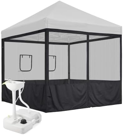 InstaHibit 10x10FT Pop Up Canopy Mesh Sidewalls & 17L Portable Hand Wash in 10x10FT