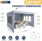 Instant 10x10 Pop Up Canopy Tent, Heavy Duty Waterproof Folding Party Tent Equipped with 4 Removable Sidewalls, alternate