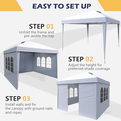Instant 10x10 Pop Up Canopy Tent, Heavy Duty Waterproof Folding Party Tent Equipped with 4 Removable Sidewalls, alternate