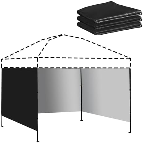 Instant Canopy Sidewalls for 10x10 Pop Up Canopy 3PCS in Black