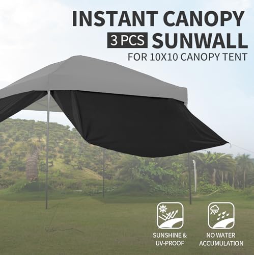 Instant Canopy Sidewalls for 10x10 Pop Up Canopy 3PCS in Black, alternate view 4