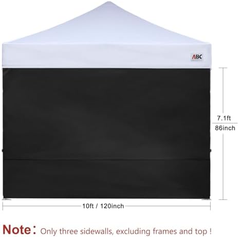 Instant Canopy SunWall 10x10 FT, 3 Pack Sidewall Only, Black in 10x10 FT in Black, alternate view 2