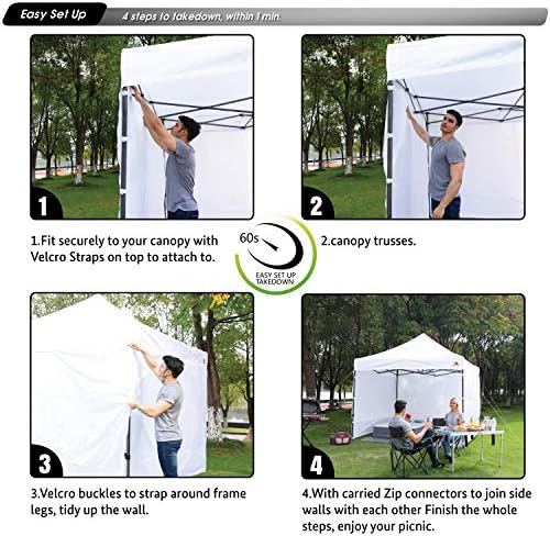 Instant Canopy SunWall 10x10 FT, 3 Pack Sidewall Only, Black in 10x10 FT in Black, alternate view 7