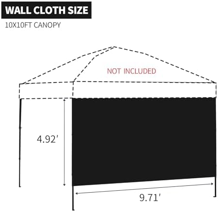 Instant Canopy Tent SideWalls for 10x10 Pop Up CanopyTent, 300D Polyester Canopy Walls Waterproof and UV, alternate view 3