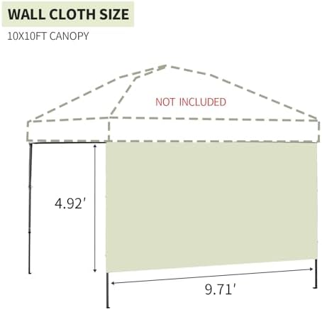 Instant Canopy Tent SideWalls Waterproof Sunwalls for 10x10 Pop Up CanopyTent, 300D Polyester Canopy Walls 3Pack, alternate