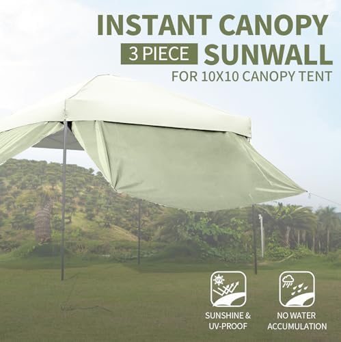 Instant Canopy Tent SideWalls Waterproof Sunwalls for 10x10 Pop Up CanopyTent, 300D Polyester Canopy Walls 3Pack, alternate