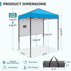 Instant Pop Up Canopy with Adjustable Sun Wall 6x4, Straight Lightweight Compact Portable Tent with Carry Bag, alternate view