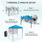 Instant Pop Up Canopy with Adjustable Sun Wall 6x4, Straight Lightweight Compact Portable Tent with Carry Bag, alternate view