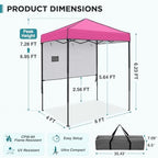 Instant Pop Up Canopy with Adjustable Sun Wall 6x4, Straight Lightweight Compact Portable Tent with Carry Bag, alternate view