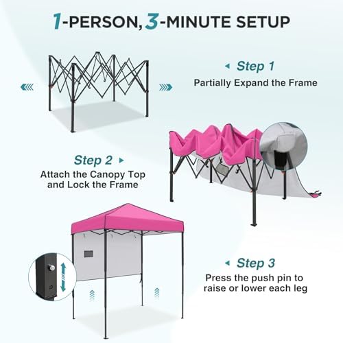 Instant Pop Up Canopy with Adjustable Sun Wall 6x4, Straight Lightweight Compact Portable Tent with Carry Bag, alternate view