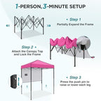 Instant Pop Up Canopy with Adjustable Sun Wall 6x4, Straight Lightweight Compact Portable Tent with Carry Bag, alternate view