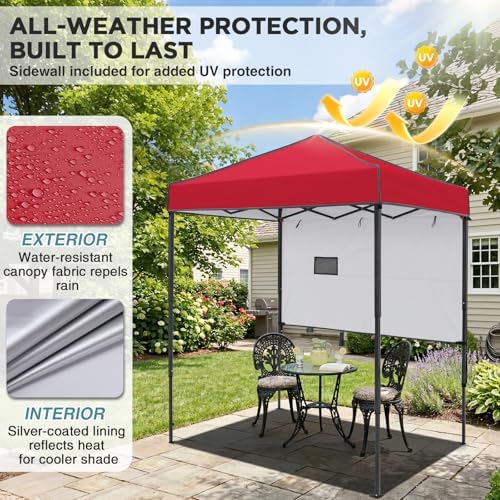 Instant Pop Up Canopy with Adjustable Sun Wall 6x4, Straight Lightweight Compact Portable Tent with Carry Bag, alternate view