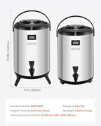 Insulated Beverage Dispenser, 3.2 Gal/12L Stainless Steel Thermal Drink Server with Spigot & Temp Display, alternate view 3