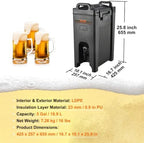 Insulated Beverage Dispenser, 5 Gallon, Food-grade LDPE Hot and Cold Beverage Server, Thermal Drink Dispenser, alternate view
