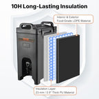 Insulated Beverage Dispenser, 5 Gallon, Food-grade LDPE Hot and Cold Beverage Server, Thermal Drink Dispenser, alternate view
