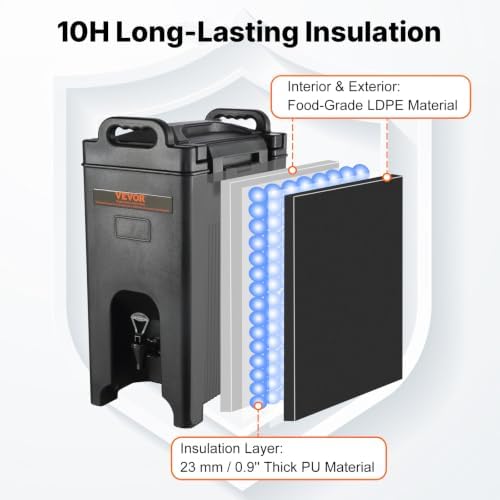 Insulated Beverage Dispenser, 5 Gallon, Food-grade LDPE Hot and Cold Beverage Server, Thermal Drink Dispenser, alternate view