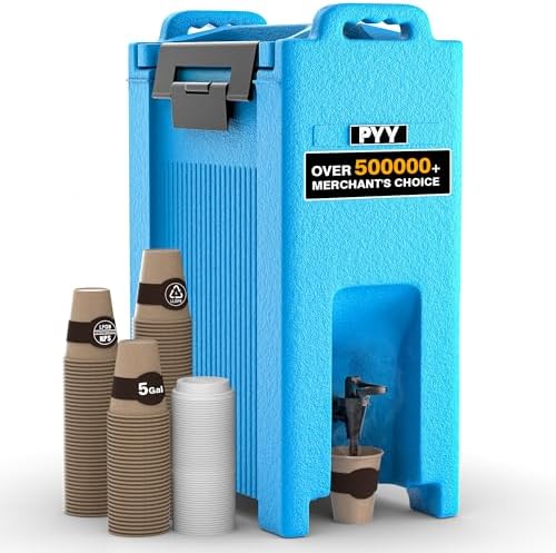 Insulated Beverage Dispenser 5 Gallon - Hot and Cold Drink Container with Handles, Thermal Drink Dispenser