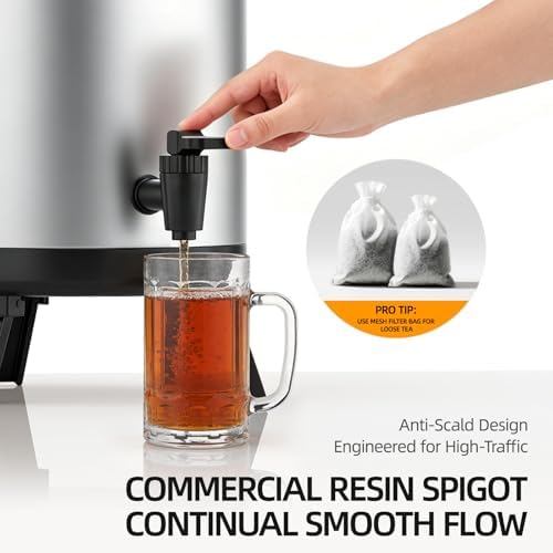 Insulated Beverage Dispenser - 75 Cup Hot & Cold Coffee Urn for Catering - 12L/3.2 Gal Stainless Steel Drink, alternate view