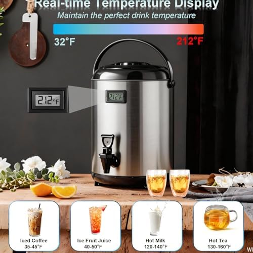 Insulated Beverage Dispenser- Cold & Hot Drink Beverage for Catering, Gallon Thermal Hot Beverage Dispenser with, alternate
