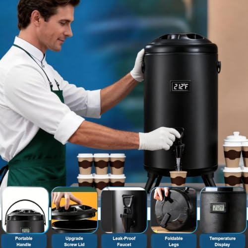 Insulated Beverage Dispenser- Cold & Hot Drink Beverage for Catering, Gallon Thermal Hot Beverage Dispenser with, alternate