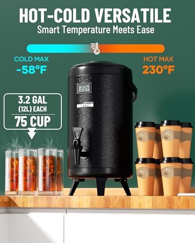 Insulated Beverage Dispenser Stainless Steel Black 3.2 Gal, 1 Pack, alternate view 2
