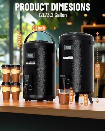 Insulated Beverage Dispenser Stainless Steel Black 3.2 Gal, 1 Pack, alternate view 6